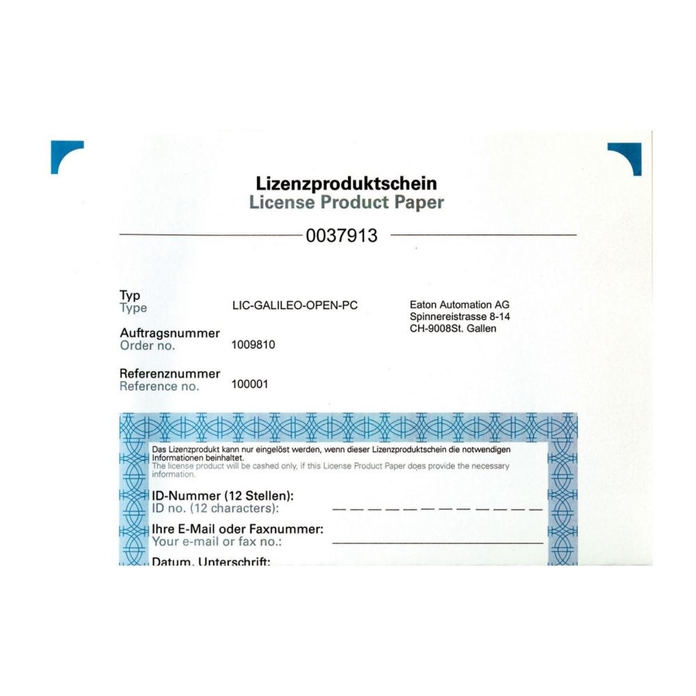 Eaton Lizenz Galileo 140385 Typ LIC-GALILEO-OPEN-PC
