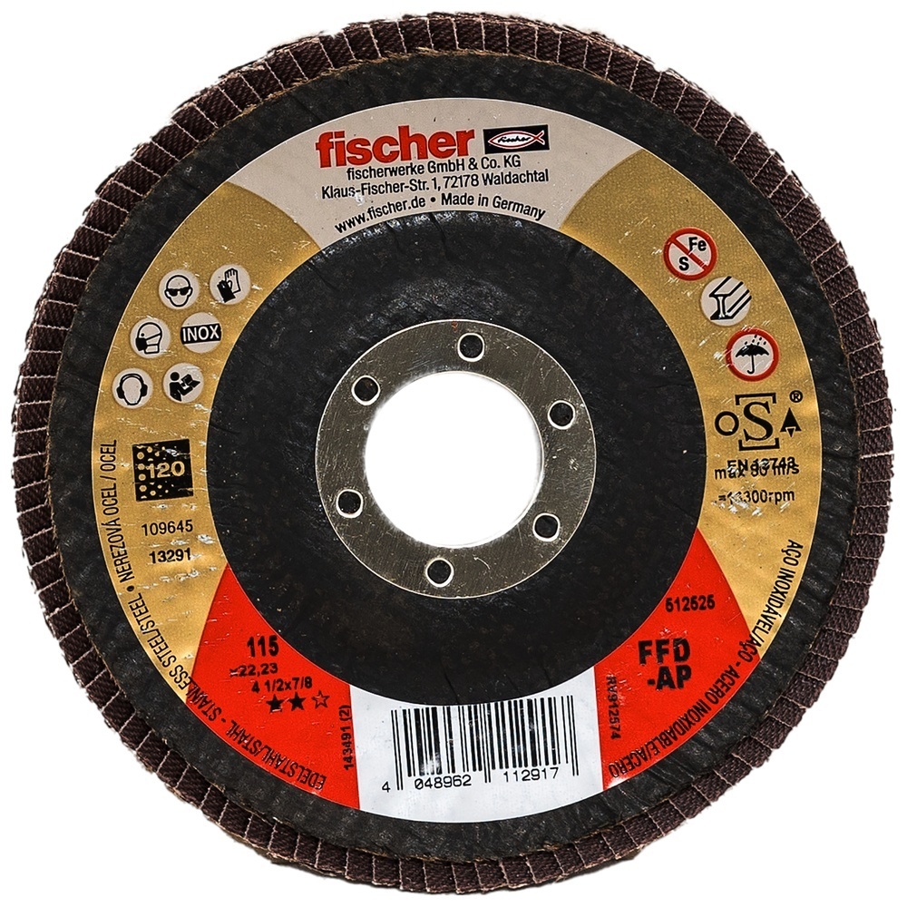 Fischer Fächerschleifscheibe 512525 Typ FFD-AP 115 K120 INOX