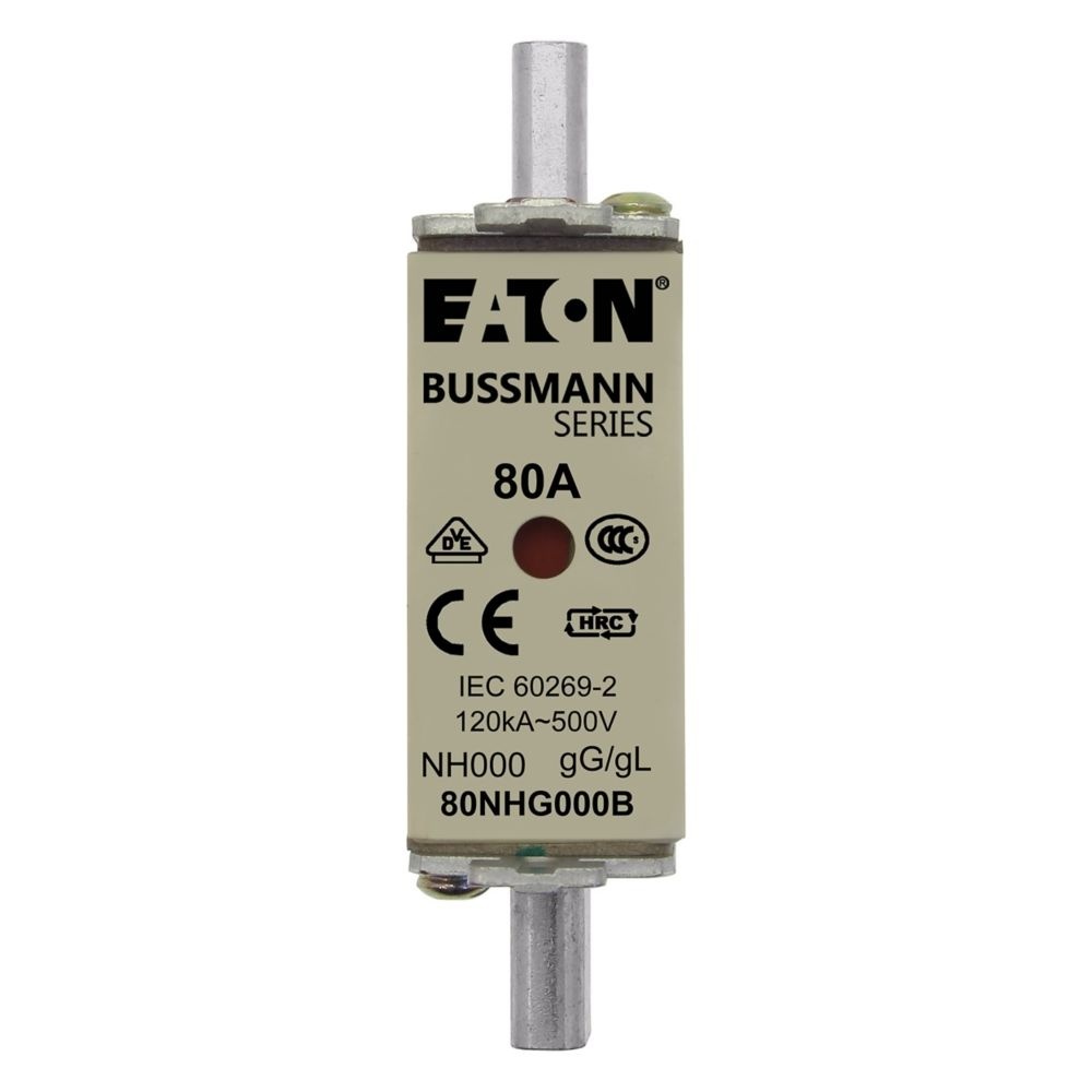 Eaton Sicherungseinsatz 80NHG000B Typ NH FUSE 80A 500V GL/GG SIZE 000 DUAL IN