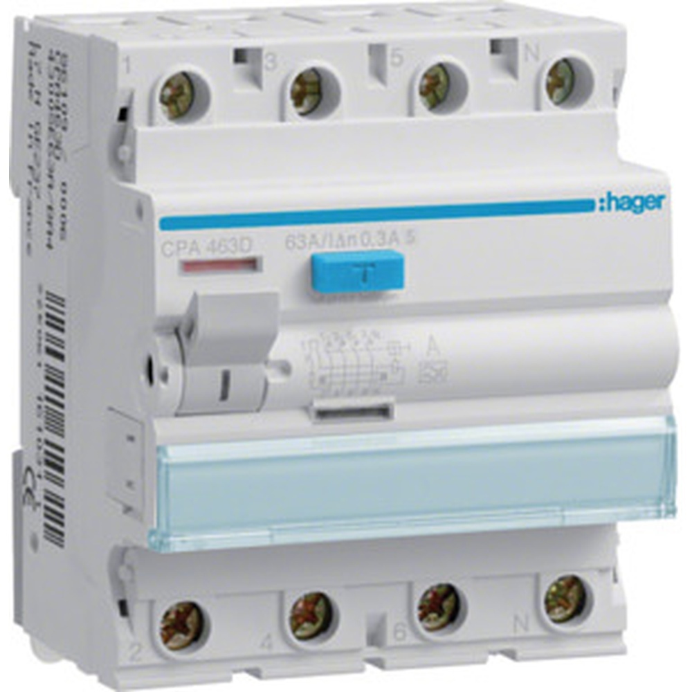 Hager Fehlerstromschutzschalter CPA463D