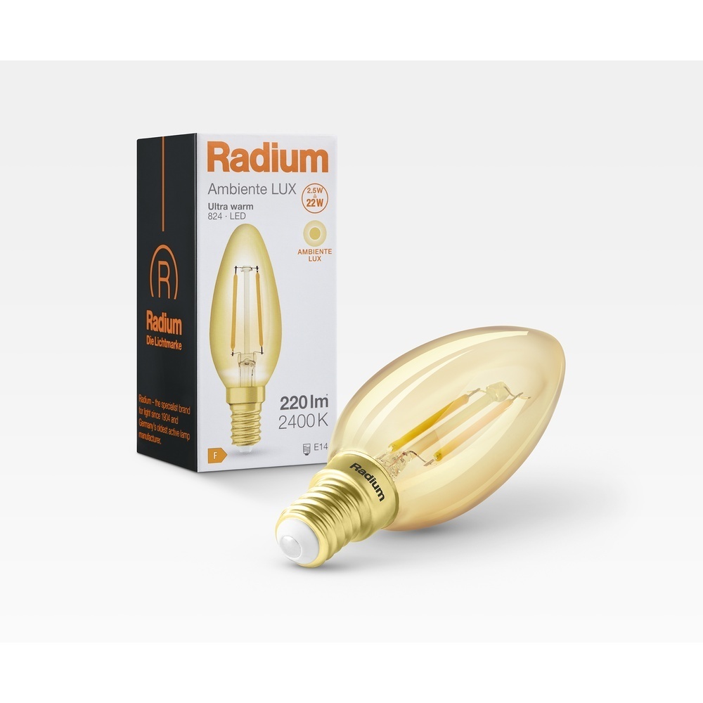 Radium LED Kerzenlampe 42819840 Typ RL-C22 824/C/E14 FIL Gold