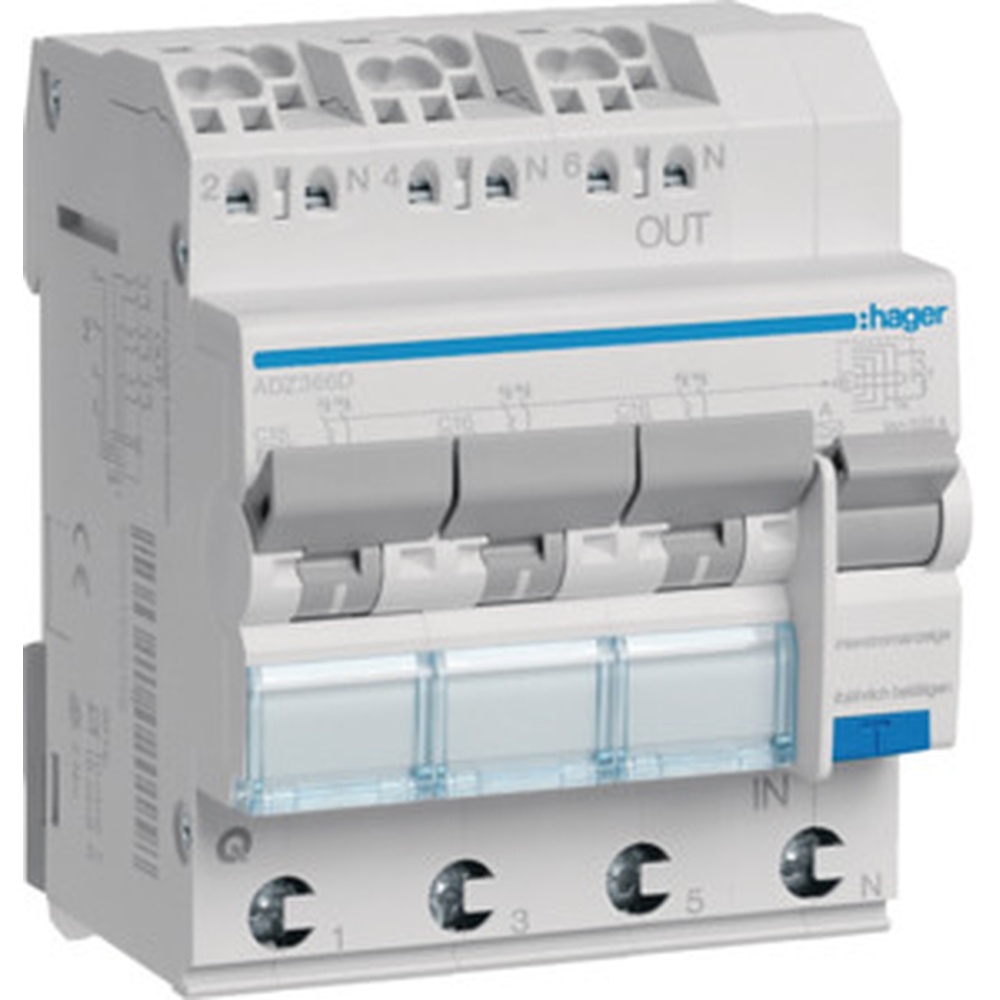 Hager Fehlerstrom Leitungsschutzschalter ADZ366D