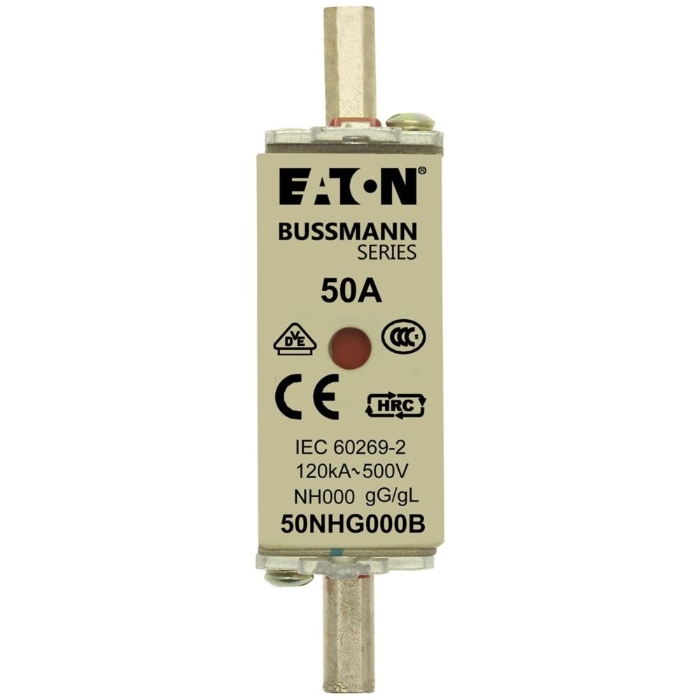 Eaton Sicherungseinsatz 50NHG000B Typ NH FUSE 50A 500V GL/GG SIZE 000 DUAL IN