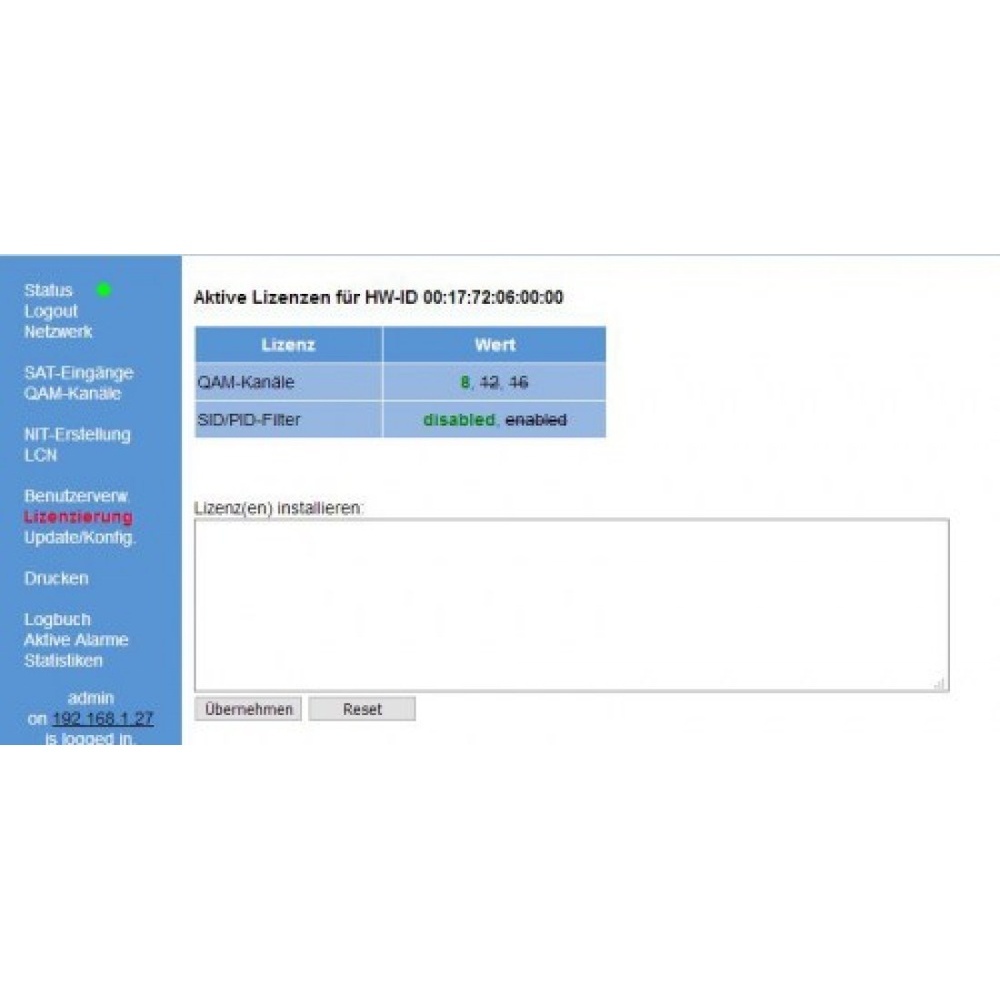 Astro Lizenz 00380978 Typ CI BOX Lizenz ENC