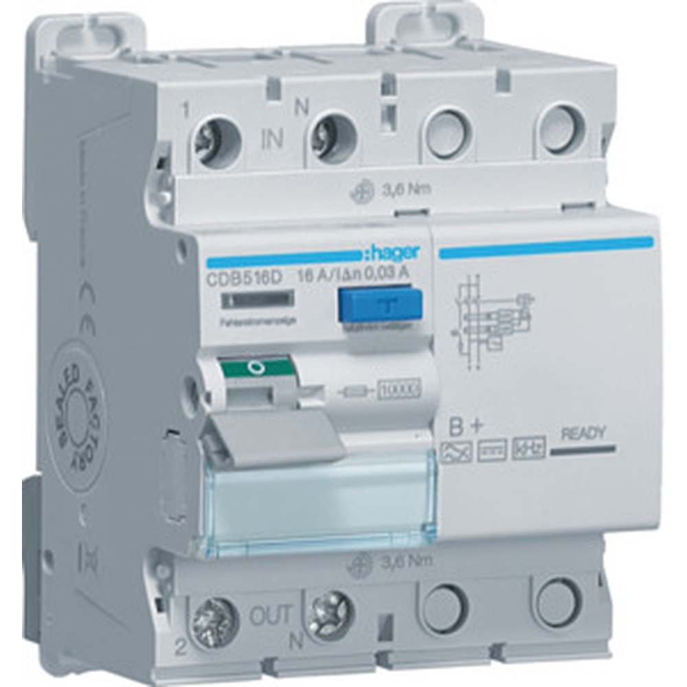 Hager Fehlerstromschutzschalter 2polig CDB516D