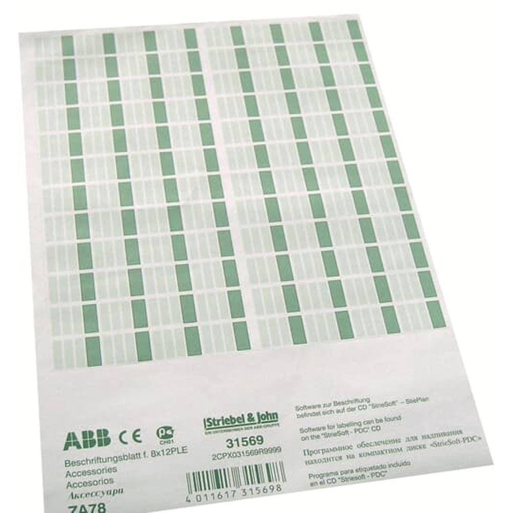 Striebel & John Beschriftungsblatt 2CPX031569R9999 Typ ZA78