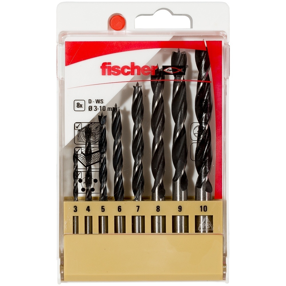 Fischer Holzbohrer 536609 Typ D-WS Set 3-10mm 8pcs P