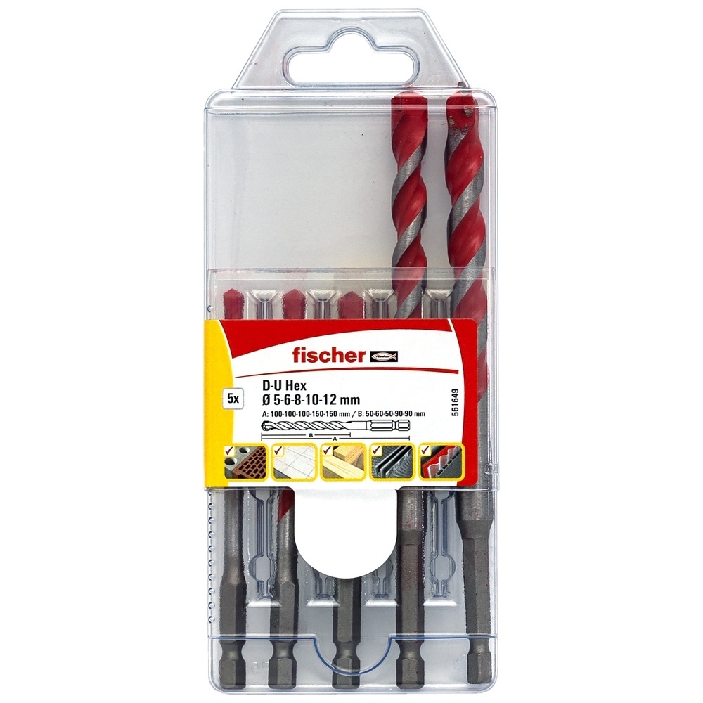 Fischer Universalbohrer Set 561649 Typ D-U HEX Set 5-12mm 5 ST