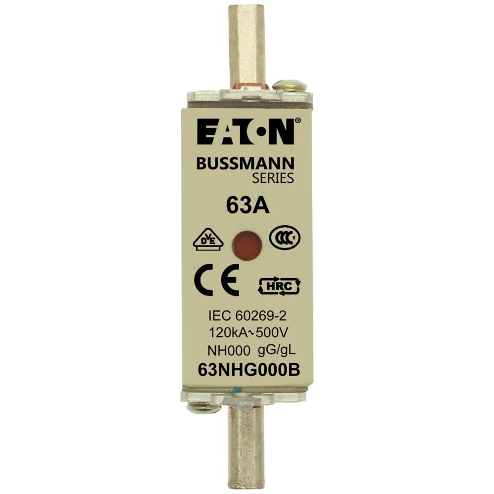 Eaton Sicherungseinsatz 63NHG000B Typ NH FUSE 63A 500V GL/GG SIZE 000 DUAL IN