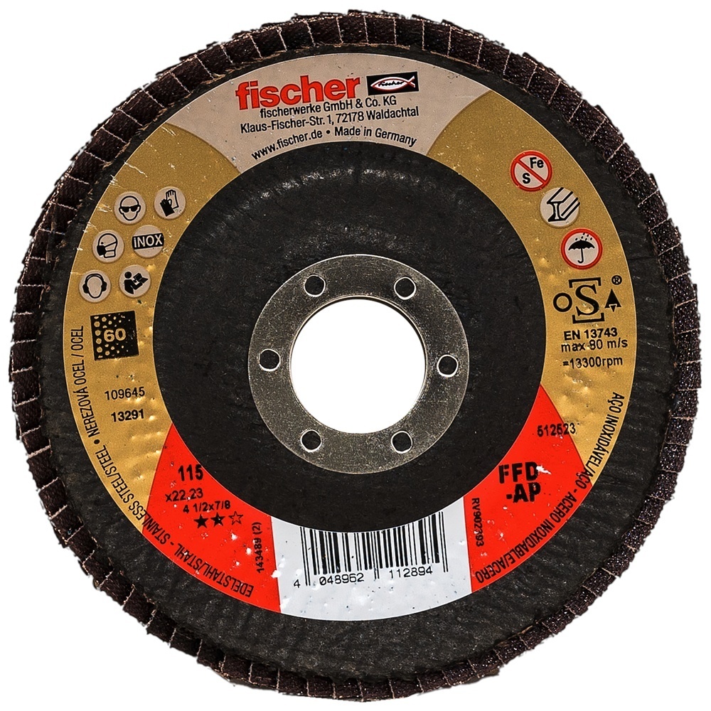 Fischer Fächerschleifscheibe 512523 Typ FFD-AP 115 K60 INOX