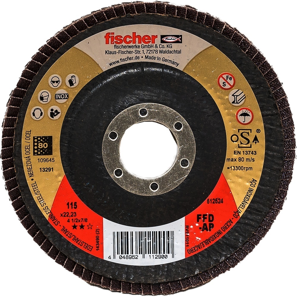 Fischer Fächerschleifscheibe 512524 Typ FFD-AP 115 K80 INOX